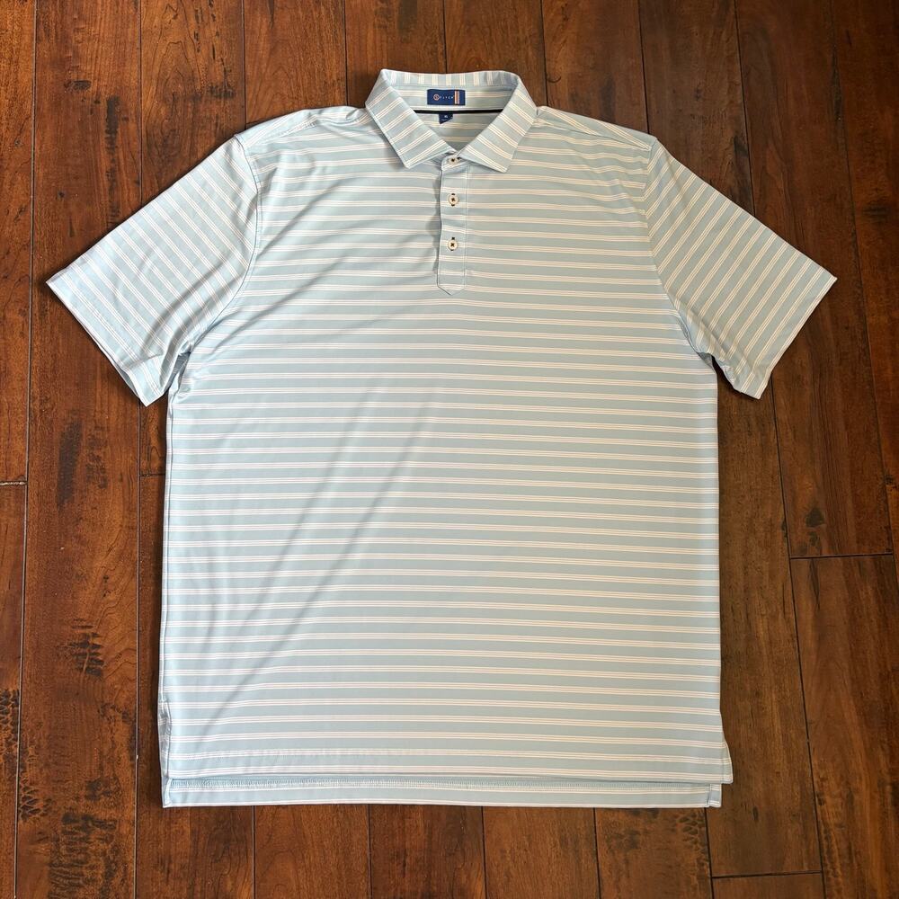 Stitch Polo Shirt Mens XL Light Blue Stripes Golf Performance Stretch Light